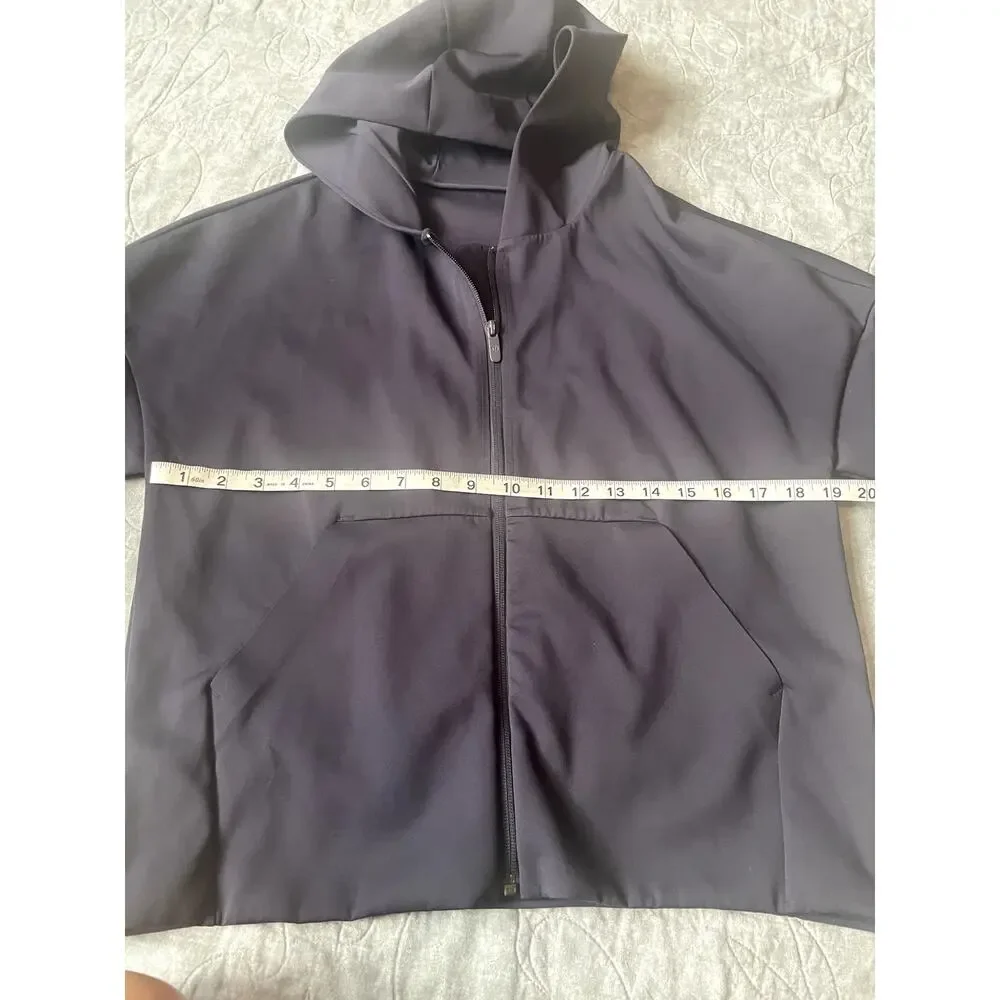 Lululemon Scuba Oversized Bomber Full Zip Jacket Back Spellout Logo NAVY